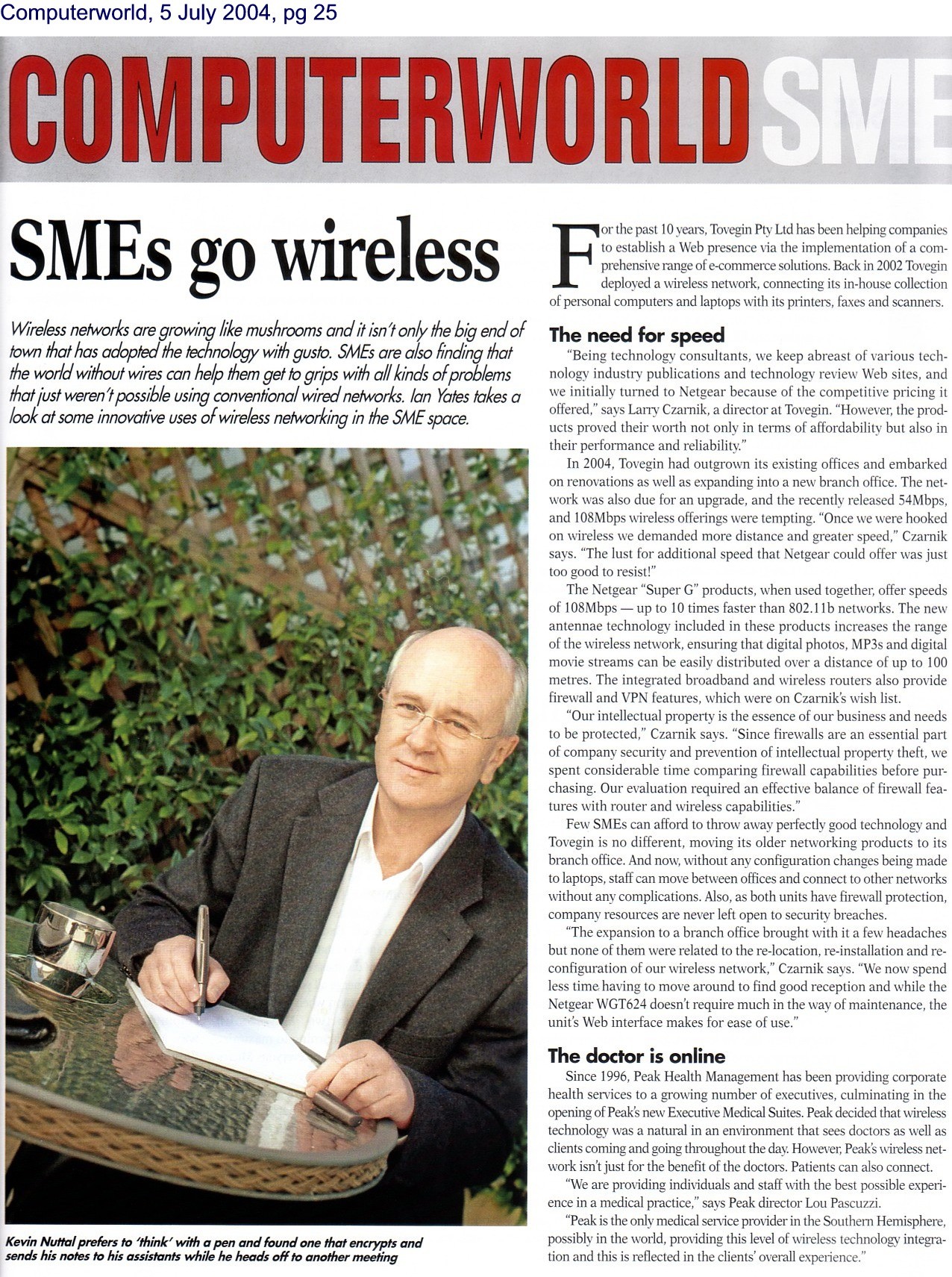 Tovegin appears in SMEs go wireless - part 1