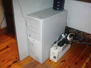 Tovegin's Gateway tower and APC UPS & surge protector (Click for larger image.)